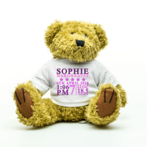 New Baby Girl Personalised Teddy Bear - New Baby Gifts - Personalised Gifts
