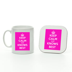 Keep Calm Mum Knows Best Mug and Coaster Set - Mother's Day Gift