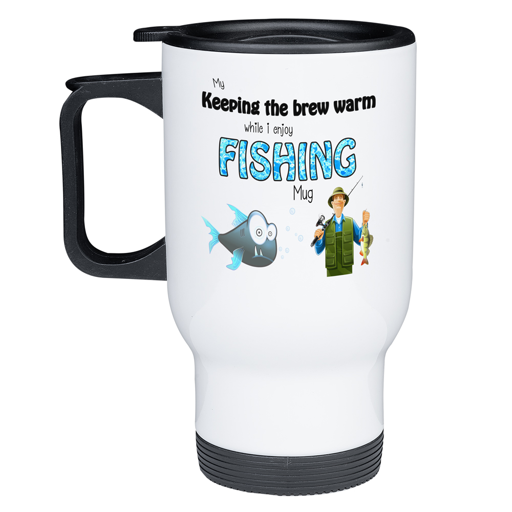 Keeping My Brew Warm While I Enjoy Fishing - Travel Mug - Image 2