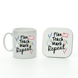 Plan Teach Mark Repeat Mug And Coaster Set - Gift for Teachers