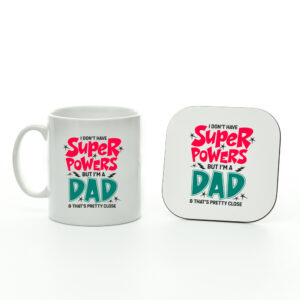 Super Powers Dad Mug and Coaster Set - Father's Day Gift